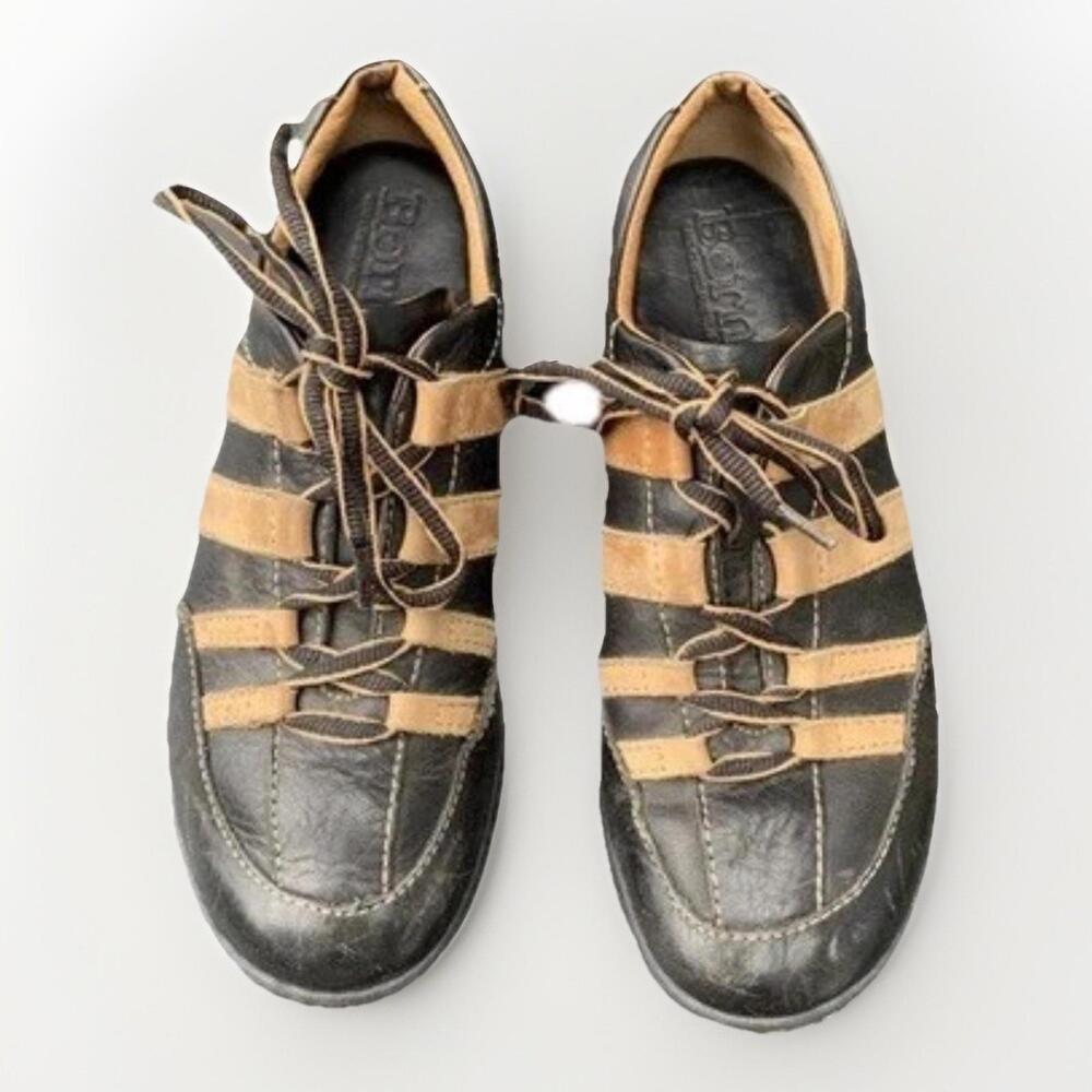 Born Men’s Sneakers Ashram Shoes Sz 8 Or 41 Genuine Leather Black Vintage Retro